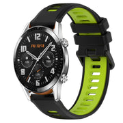 For Huawei GT2 46mm 22mm Sports Two-Color Silicone Watch Band(Black+Green)