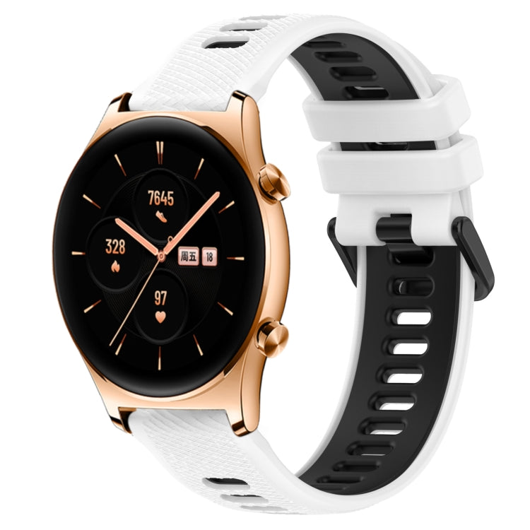For Honor Watch GS 3 22mm Sports Two-Color Silicone Watch Band(White+Black) - Smart Wear by PMC TechLife | Online Shopping South Africa | PMC TechLife