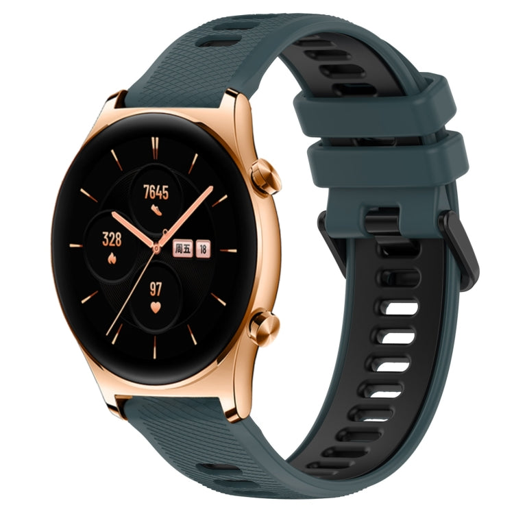 For Honor Watch GS 3 22mm Sports Two-Color Silicone Watch Band(Olive Green+Black) -  by PMC TechLife | Online Shopping South Africa | PMC TechLife