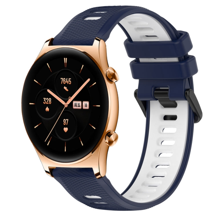 For Honor Watch GS 3 22mm Sports Two-Color Silicone Watch Band(Midnight Blue+White) - Smart Wear by PMC TechLife | Online Shopping South Africa | PMC TechLife