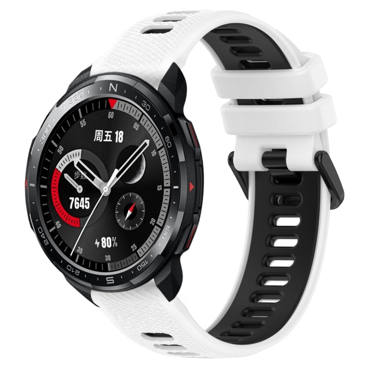 For Honor Watch GS Pro 22mm Sports Two-Color Silicone Watch Band(White+Black) - Smart Wear by PMC TechLife | Online Shopping South Africa | PMC TechLife