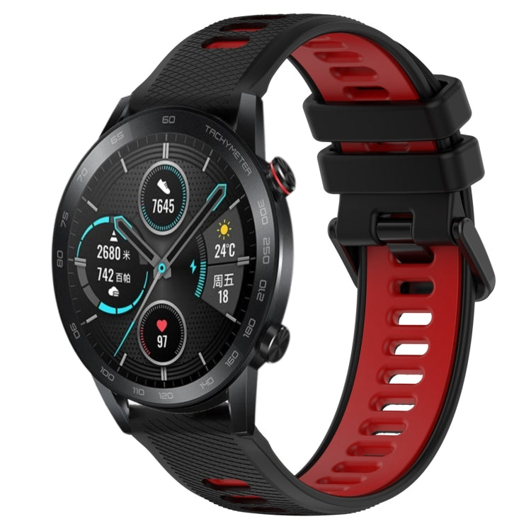 For Honor Magic Watch 2 46mm 22mm Sports Two-Color Silicone Watch Band(Black+Red) - Smart Wear by PMC TechLife | Online Shopping South Africa | PMC TechLife