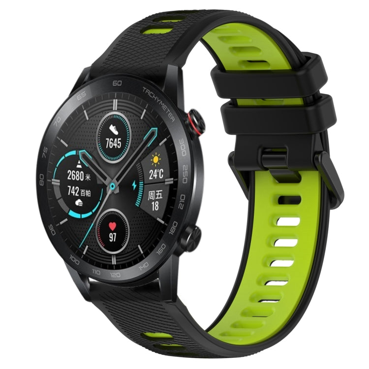 For Honor Magic Watch 2 46mm 22mm Sports Two-Color Silicone Watch Band(Black+Green) - Smart Wear by PMC TechLife | Online Shopping South Africa | PMC TechLife