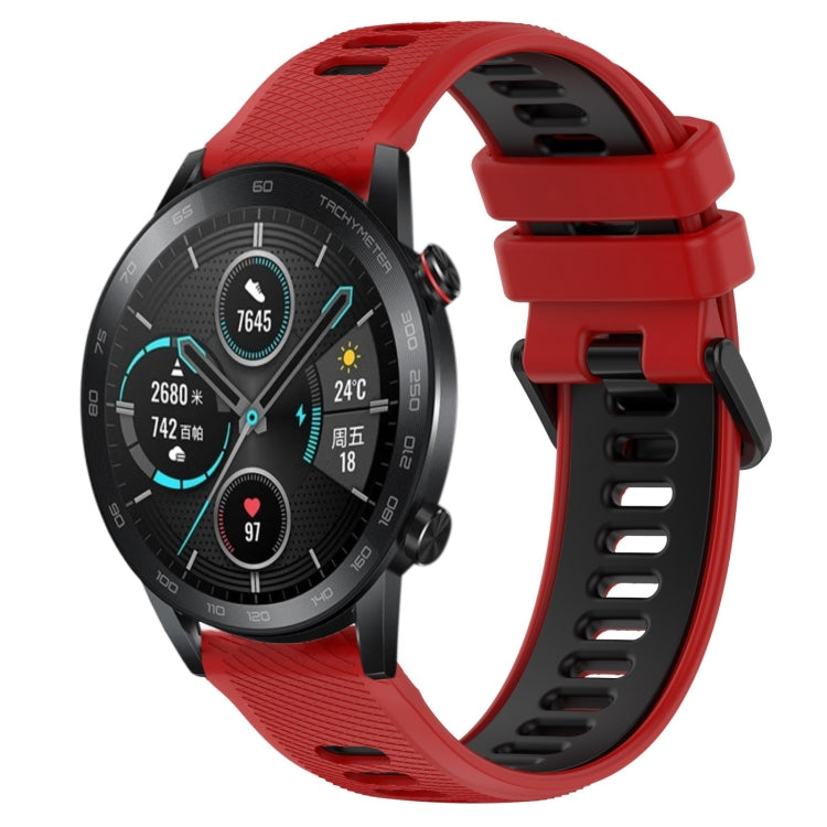 For Honor Magic Watch 2 46mm 22mm Sports Two-Color Silicone Watch Band(Red+Black)