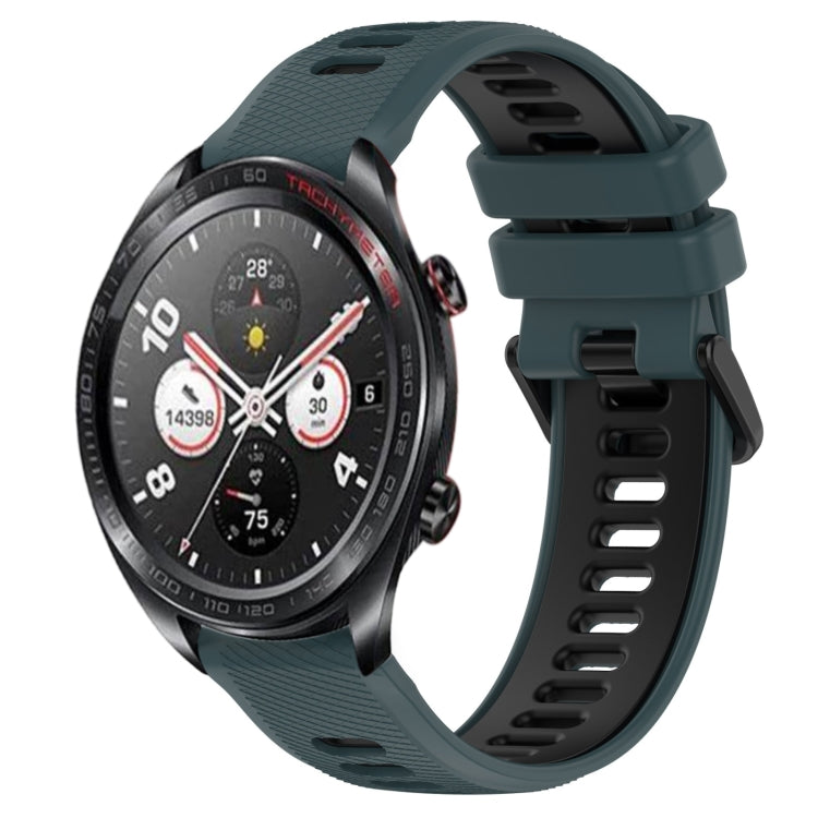 For Honor Watch Dream 22mm Sports Two-Color Silicone Watch Band(Olive Green+Black) - Smart Wear by PMC TechLife | Online Shopping South Africa | PMC TechLife