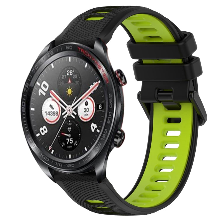For Honor Watch Dream 22mm Sports Two-Color Silicone Watch Band(Black+Green) - Smart Wear by PMC TechLife | Online Shopping South Africa | PMC TechLife