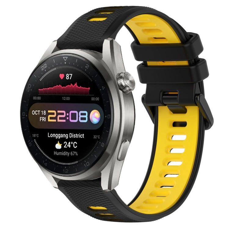 For Huawei Watch 3 Pro New 22mm Sports Two-Color Silicone Watch Band(Black+Yellow) -  by PMC TechLife | Online Shopping South Africa | PMC TechLife