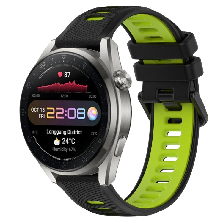 For Huawei Watch 3 Pro New 22mm Sports Two-Color Silicone Watch Band(Black+Green) - Smart Wear by PMC TechLife | Online Shopping South Africa | PMC TechLife