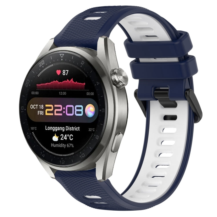 For Huawei Watch 3 Pro New 22mm Sports Two-Color Silicone Watch Band(Midnight Blue+White) - Smart Wear by PMC TechLife | Online Shopping South Africa | PMC TechLife