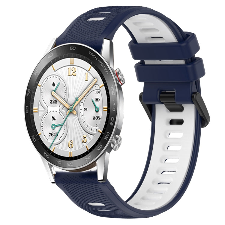For Honor Watch GS 3i 22mm Sports Two-Color Silicone Watch Band(Midnight Blue+White) - Smart Wear by PMC TechLife | Online Shopping South Africa | PMC TechLife