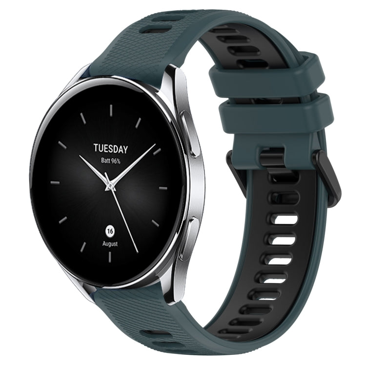 For Xiaomi Watch S2 42mm 22mm Sports Two-Color Silicone Watch Band(Olive Green+Black) -  by PMC TechLife | Online Shopping South Africa | PMC TechLife