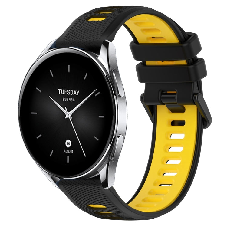 For Xiaomi Watch S2 42mm 22mm Sports Two-Color Silicone Watch Band(Black+Yellow) - Smart Wear by PMC TechLife | Online Shopping South Africa | PMC TechLife