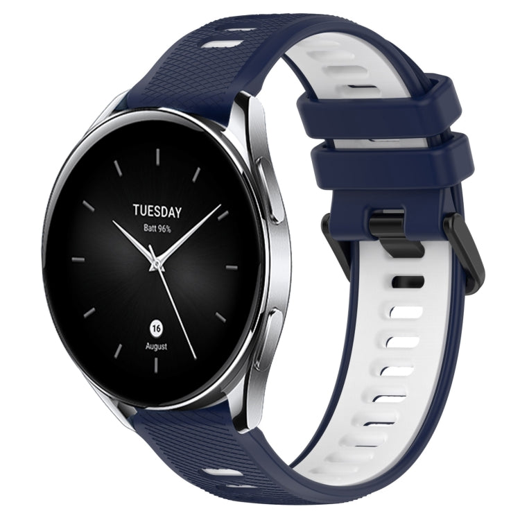 For Xiaomi Watch S2 42mm 22mm Sports Two-Color Silicone Watch Band(Midnight Blue+White) - Smart Wear by PMC TechLife | Online Shopping South Africa | PMC TechLife