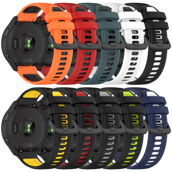 For Xiaomi Watch S1 Active 22mm Sports Two-Color Silicone Watch Band(Olive Green+Black)