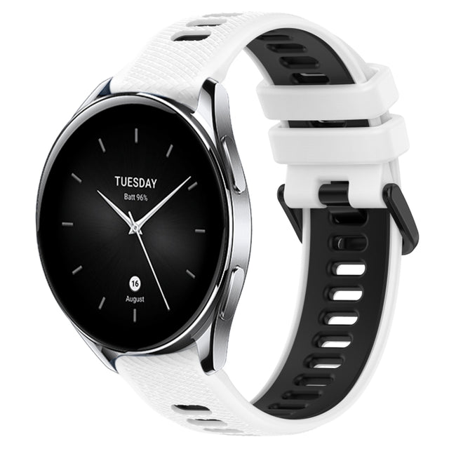 For Xiaomi Watch S2 46mm 22mm Sports Two-Color Silicone Watch Band(White+Black)