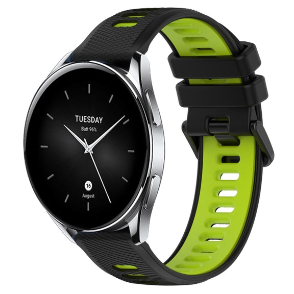 For Xiaomi Watch S2 46mm 22mm Sports Two-Color Silicone Watch Band(Black+Green)