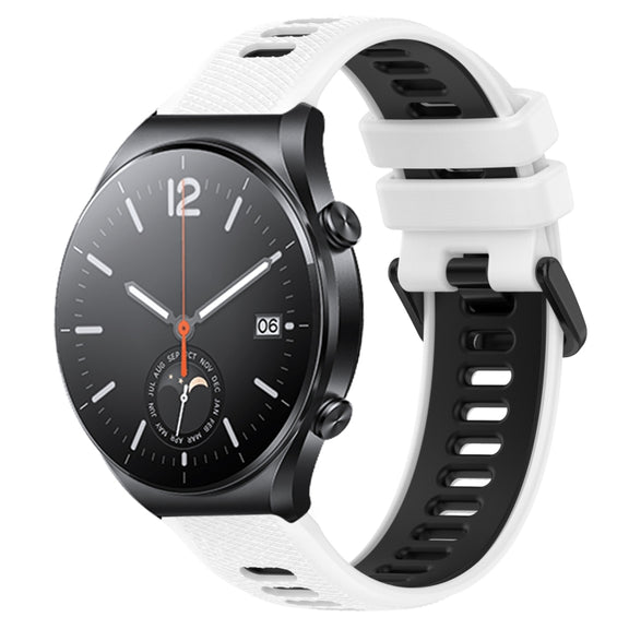 For Xiaomi MI Watch S1 22mm Sports Two-Color Silicone Watch Band(White+Black)