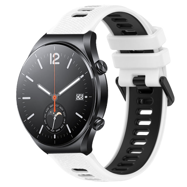 For Xiaomi MI Watch S1 22mm Sports Two-Color Silicone Watch Band(White+Black)