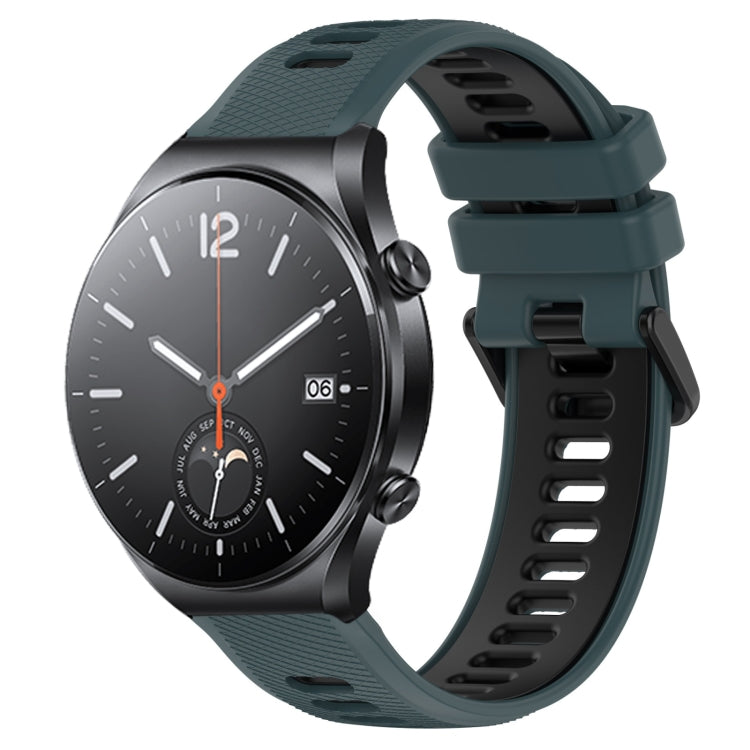For Xiaomi MI Watch S1 22mm Sports Two-Color Silicone Watch Band(Olive Green+Black) - Smart Wear by PMC TechLife | Online Shopping South Africa | PMC TechLife