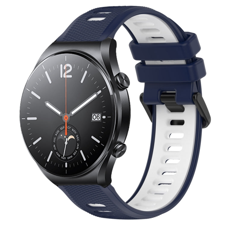 For Xiaomi MI Watch S1 22mm Sports Two-Color Silicone Watch Band(Midnight Blue+White) -  by PMC TechLife | Online Shopping South Africa | PMC TechLife