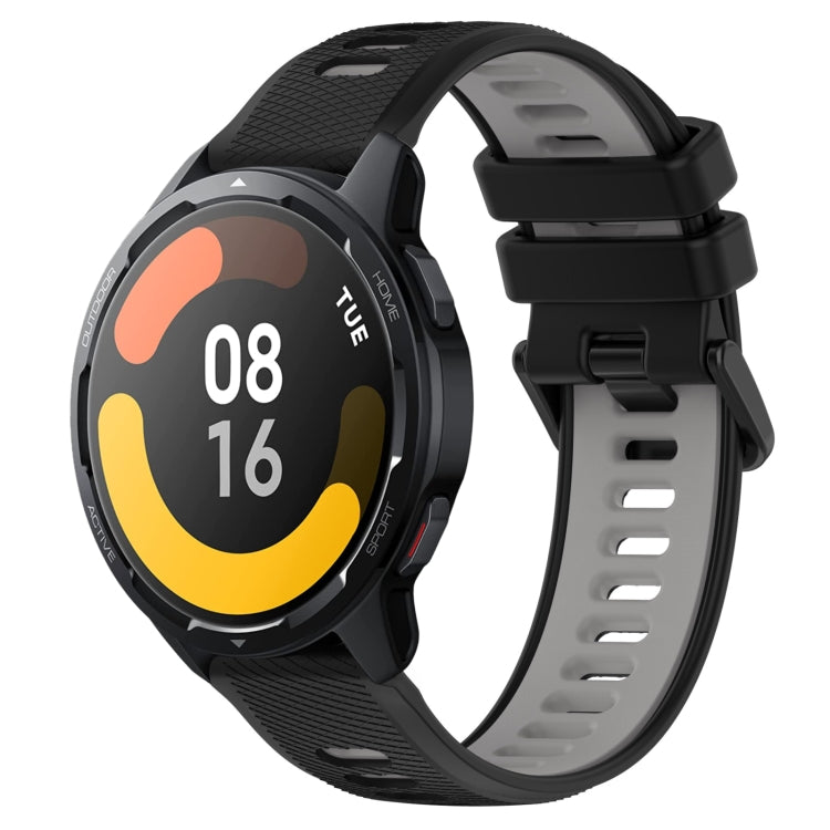 For Xiaomi Watch S1 Active 22mm Sports Two-Color Silicone Watch Band(Black+Grey) -  by PMC TechLife | Online Shopping South Africa | PMC TechLife