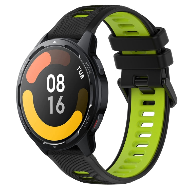 For Xiaomi Watch S1 Active 22mm Sports Two-Color Silicone Watch Band(Black+Green) - Smart Wear by PMC TechLife | Online Shopping South Africa | PMC TechLife