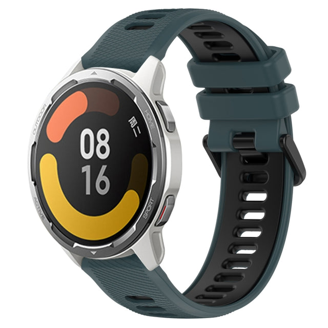 For Xiaomi MI Watch Color 2 22mm Sports Two-Color Silicone Watch Band(Olive Green+Black)