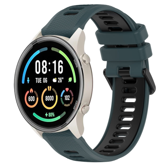 For Xiaomi MI Watch Sport 22mm Sports Two-Color Silicone Watch Band(Olive Green+Black)