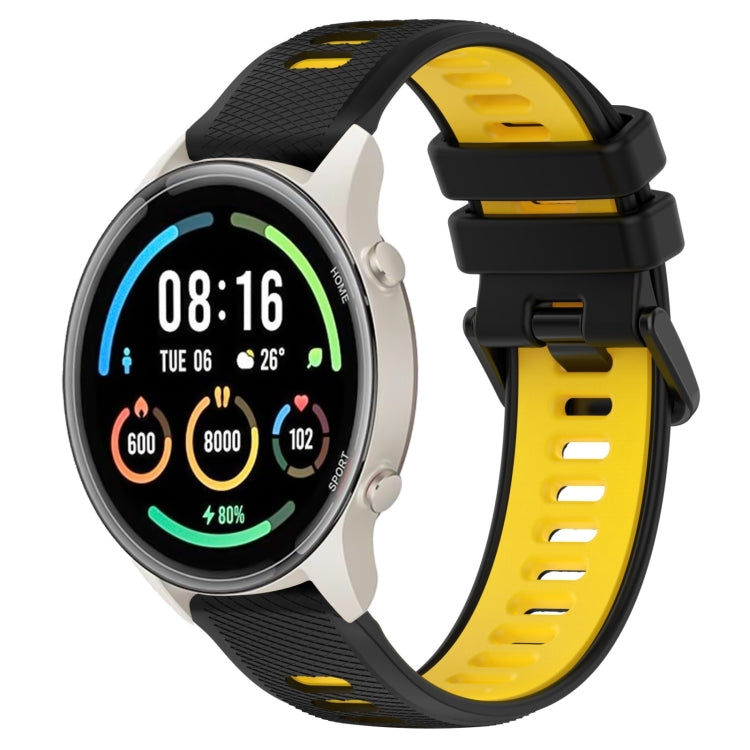 For Xiaomi MI Watch Sport 22mm Sports Two-Color Silicone Watch Band(Black+Yellow) - Smart Wear by PMC TechLife | Online Shopping South Africa | PMC TechLife