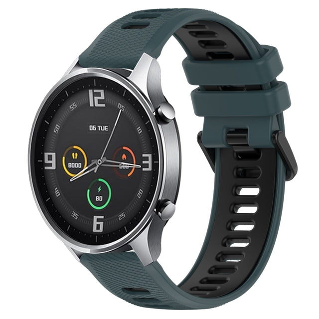 For Xiaomi MI Watch Color 22mm Sports Two-Color Silicone Watch Band(Olive Green+Black)