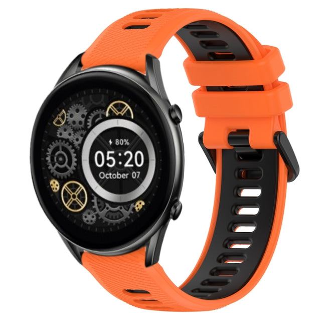 For Xiaomi Haylou RT2 LS10 22mm Sports Two-Color Silicone Watch Band(Orange+Black)