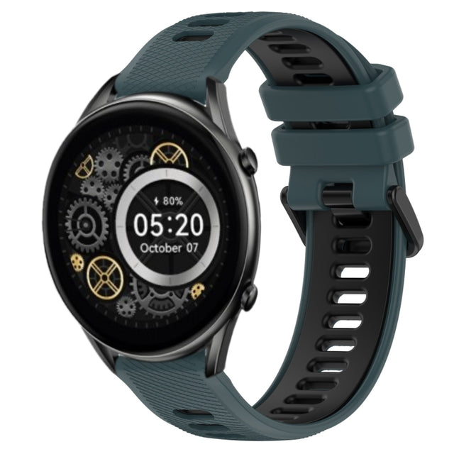 For Xiaomi Haylou RT2 LS10 22mm Sports Two-Color Silicone Watch Band(Olive Green+Black)