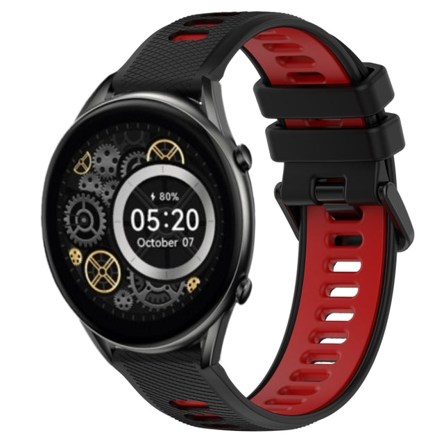 For Xiaomi Haylou RT2 LS10 22mm Sports Two-Color Silicone Watch Band(Black+Red)