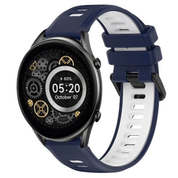 For Xiaomi Haylou RT2 LS10 22mm Sports Two-Color Silicone Watch Band(Midnight Blue+White)