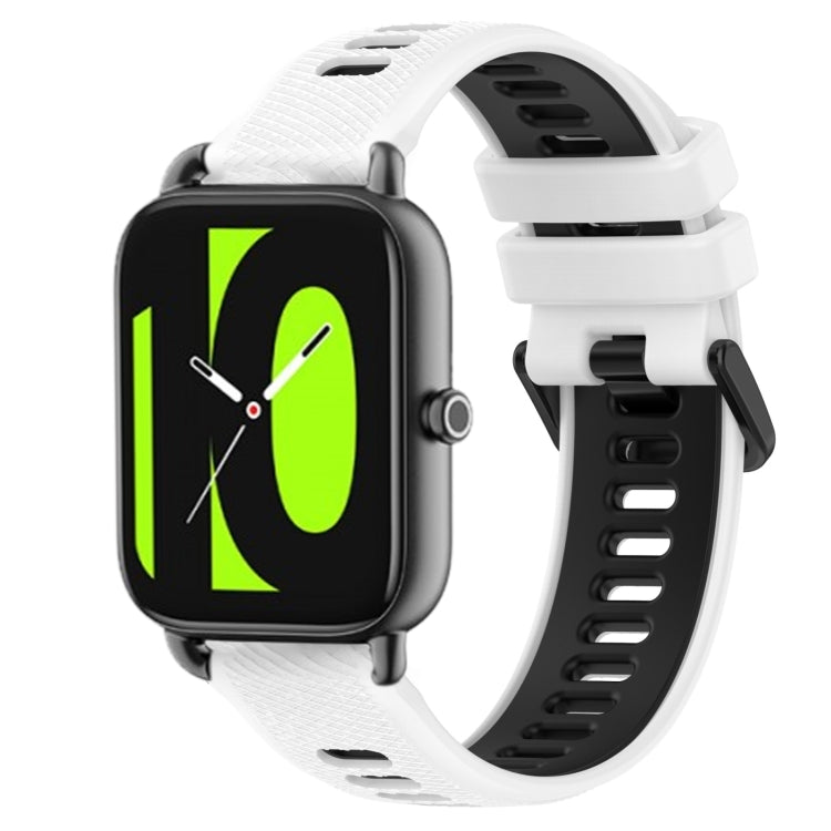 For  Xiaomi Haylou RS4 LS12 22mm Sports Two-Color Silicone Watch Band(White+Black) - Smart Wear by PMC TechLife | Online Shopping South Africa | PMC TechLife