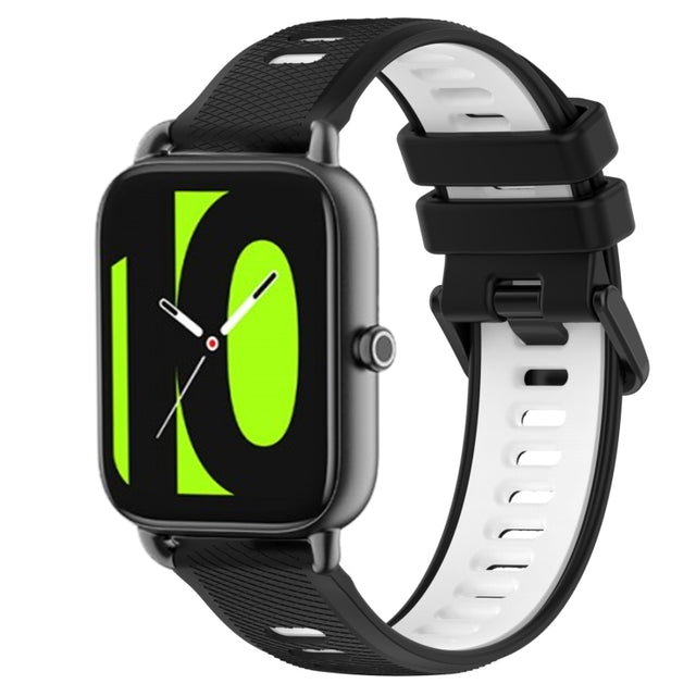 For  Xiaomi Haylou RS4 LS12 22mm Sports Two-Color Silicone Watch Band(Black+White)