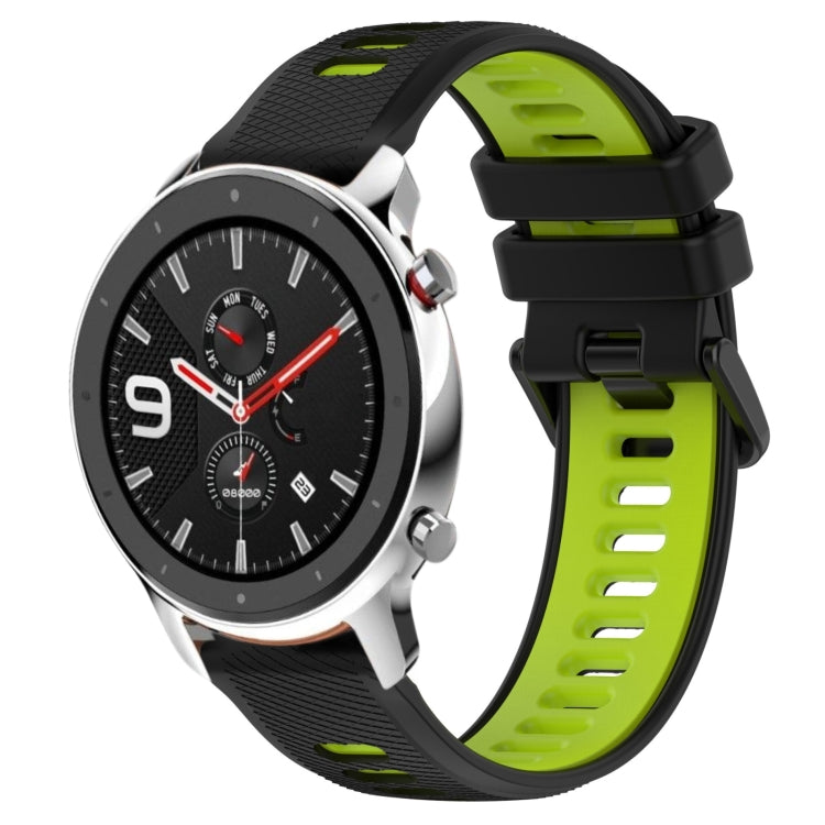 For Amazfit GTR 4 22MM Sports Two-Color Silicone Watch Band(Black+Green)