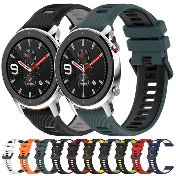 For Amazfit GTR 4 Pro 22MM Sports Two-Color Silicone Watch Band(Black+Red)
