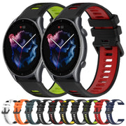 For Amazfit GTR 3 22MM Sports Two-Color Silicone Watch Band(Midnight Blue+White)