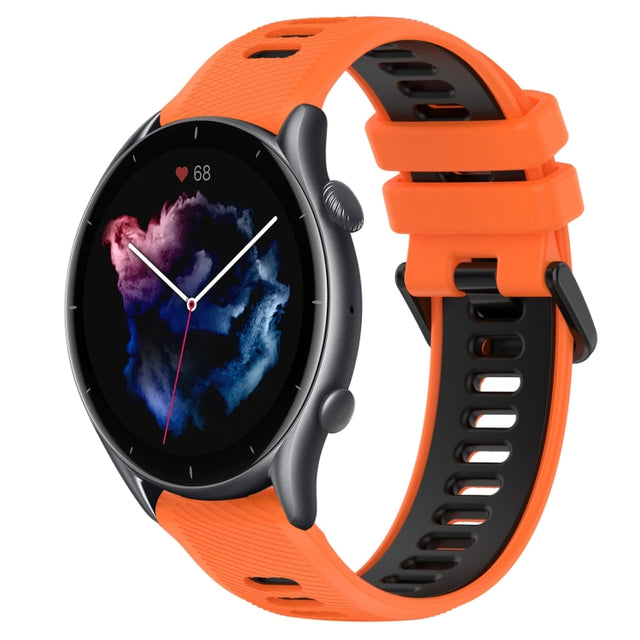 For Amazfit GTR 3 Pro 22MM Sports Two-Color Silicone Watch Band(Orange+Black)