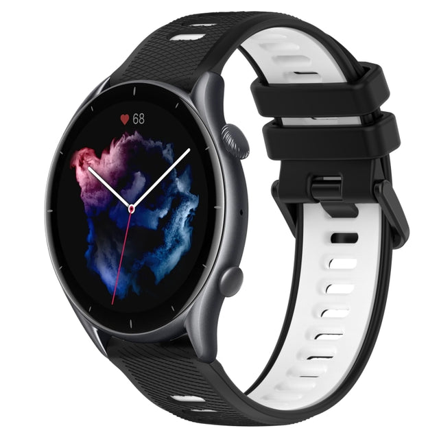 For Amazfit GTR 3 Pro 22MM Sports Two-Color Silicone Watch Band(Black+White)