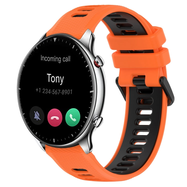 For Amazfit GTR 2 22MM Sports Two-Color Silicone Watch Band(Orange+Black) - Smart Wear by PMC TechLife | Online Shopping South Africa | PMC TechLife