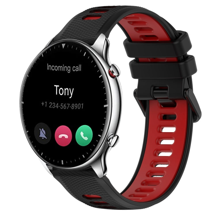For Amazfit GTR 2 22MM Sports Two-Color Silicone Watch Band(Black+Red) - Smart Wear by PMC TechLife | Online Shopping South Africa | PMC TechLife