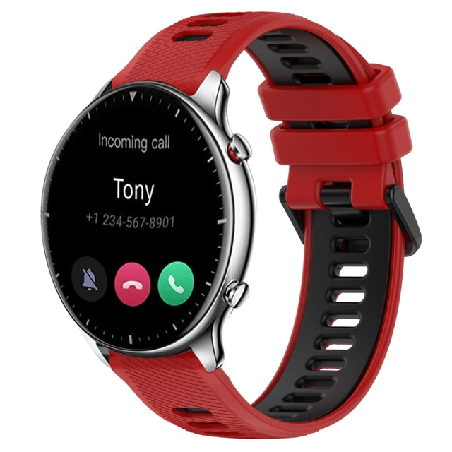 For Amazfit GTR 2 22MM Sports Two-Color Silicone Watch Band(Red+Black)