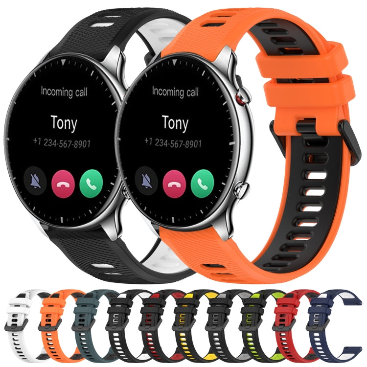 For Amazfit GTR 2 22MM Sports Two-Color Silicone Watch Band(Orange+Black)