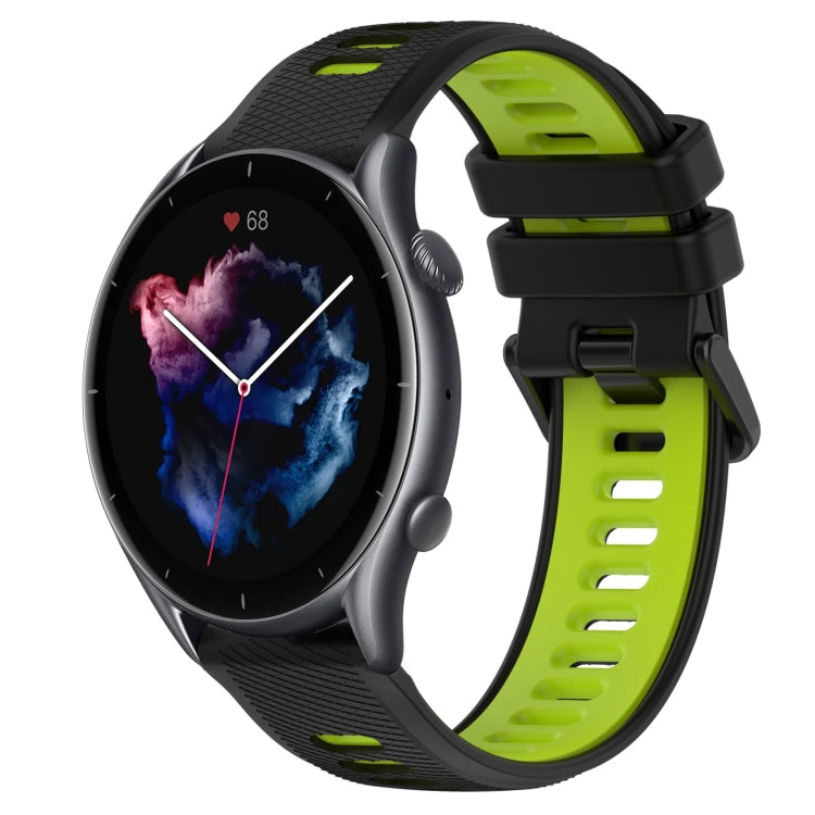 For Amazfit 3 22MM Sports Two-Color Silicone Watch Band(Black+Green) -  by PMC TechLife | Online Shopping South Africa | PMC TechLife