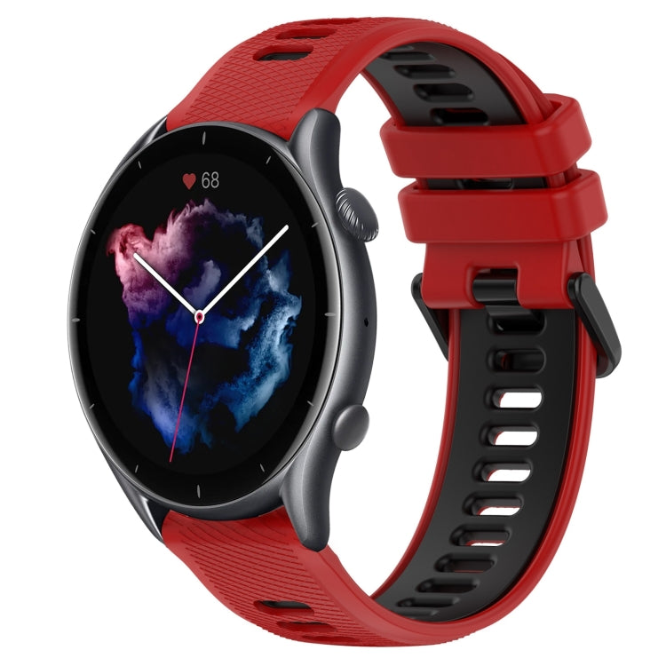 For Amazfit 3 22MM Sports Two-Color Silicone Watch Band(Red+Black) -  by PMC TechLife | Online Shopping South Africa | PMC TechLife