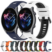For Amazfit 3 22MM Sports Two-Color Silicone Watch Band(Midnight Blue+White)