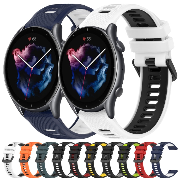 For Amazfit 3 22MM Sports Two-Color Silicone Watch Band(Midnight Blue+White)