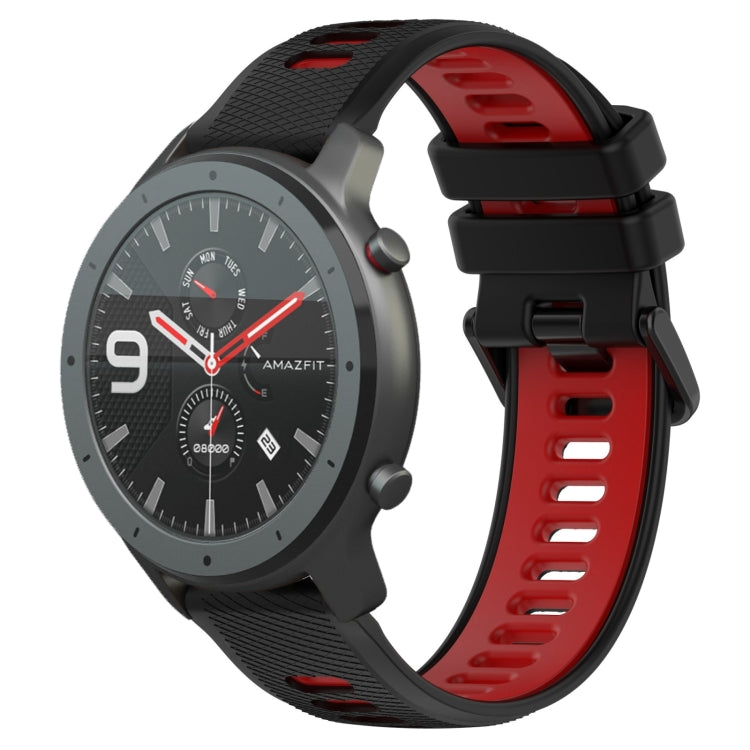 For Amazfit GTR 47mm 22MM Sports Two-Color Silicone Watch Band(Black+Red) -  by PMC TechLife | Online Shopping South Africa | PMC TechLife